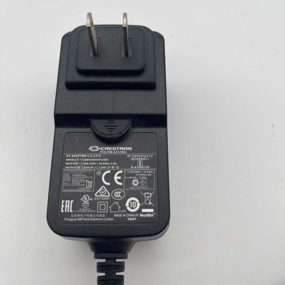 Crestron PW-2412WU 24VDC 1.25A Universal AC Power Supply Adapter
